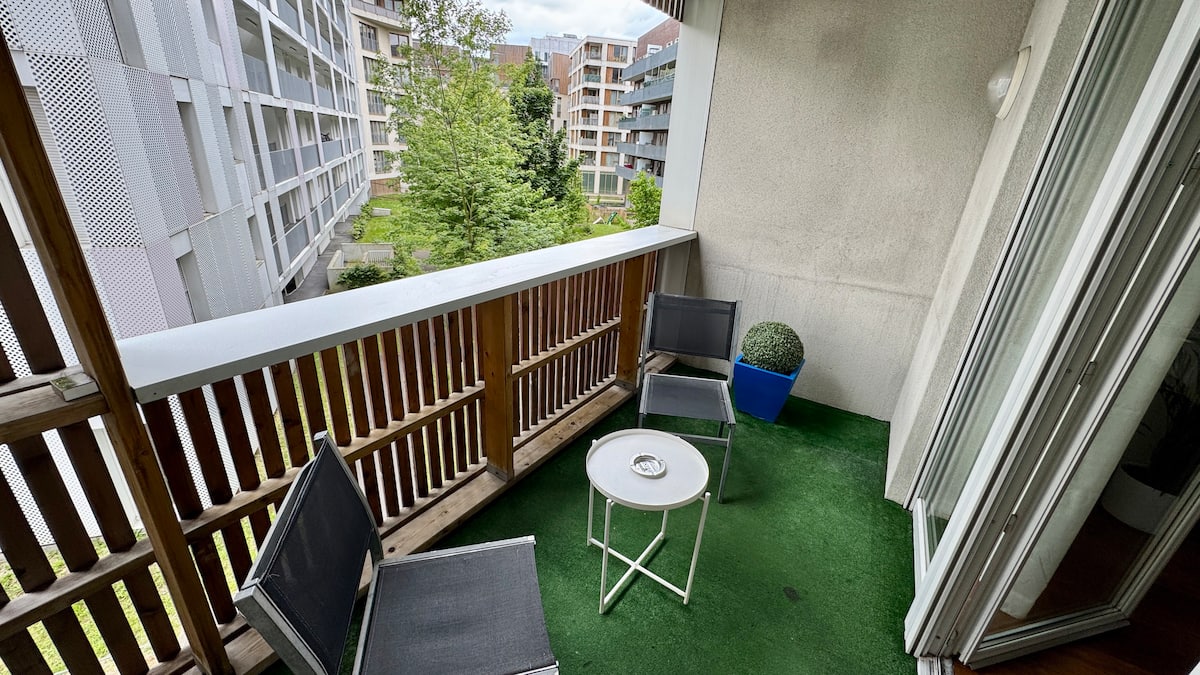 Terrasse extérieure côté jardin — T3 parking & patio, photo 14